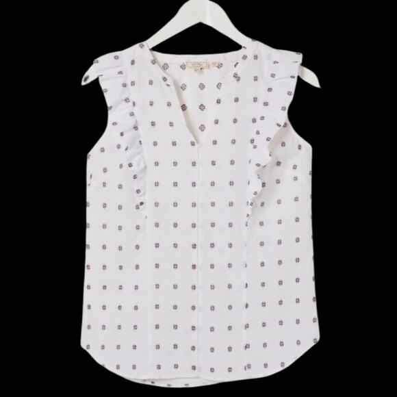 FAT FACE MOLLIE White Jacquard Frill Sleeveless Ruffle Blouse  Sz 4 NWT - Picture 4 of 15